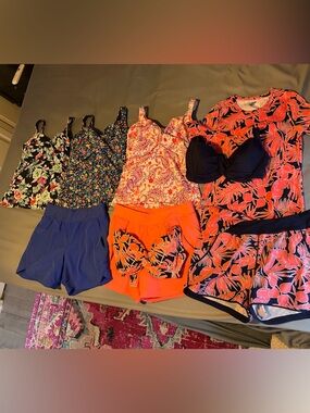 Lands’ End lot of swim shorts, tankinis, bikini tops